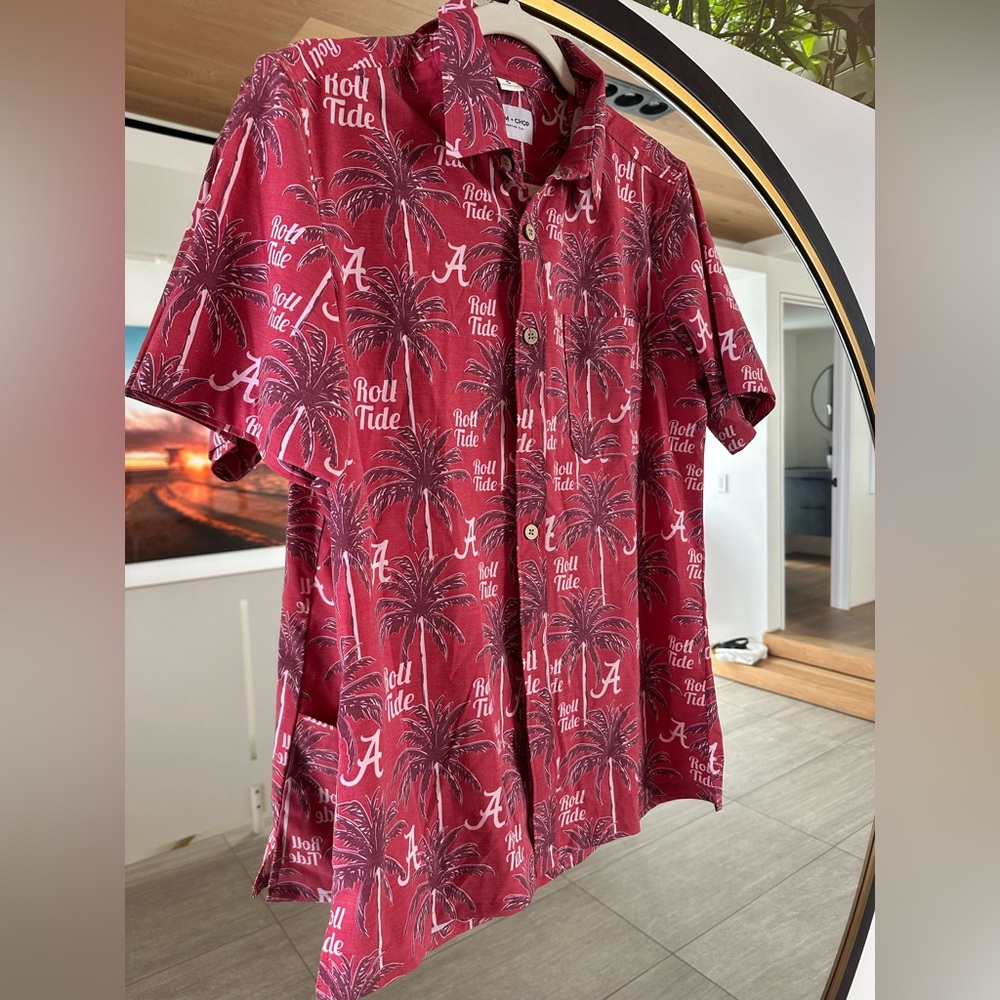 Tellum and Chop Alabama Crimson Tide Hawaiian Shirt Men's Small Floral Roll Tide